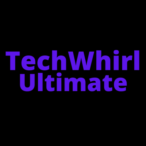 Shows the name of the website, TechWhirl Ultimate, with purple bold text, and a black background.